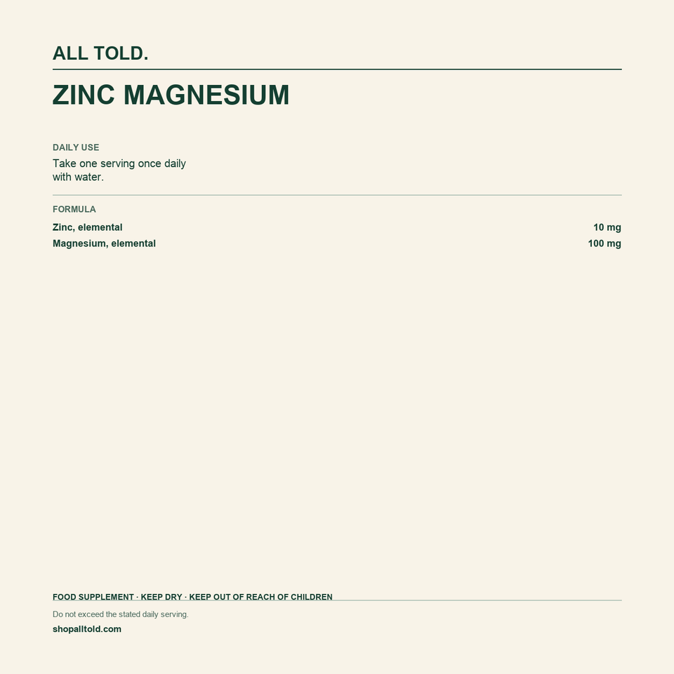 Formula card for Zinc + Magnesium