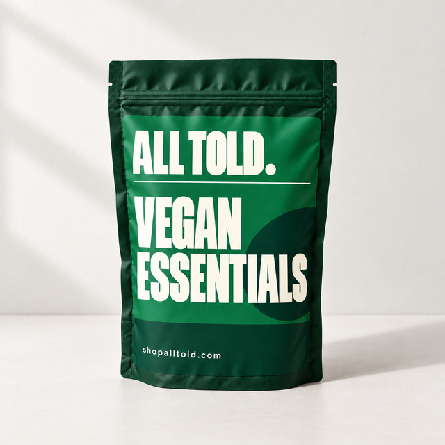 Vegan Essentials editorial packaging concept