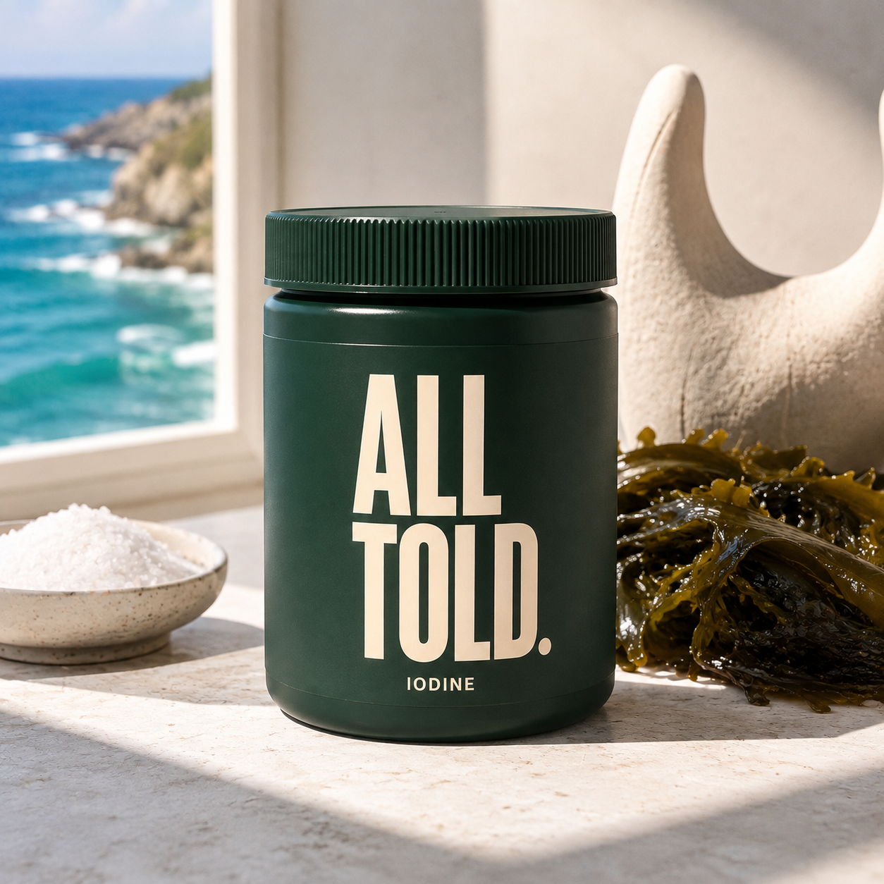IODINE — ALL TOLD supplement packaging shown in a purpose-led setting